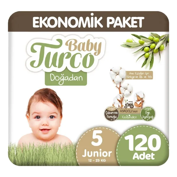 Baby Turco Doğadan 5 Numara Junior 120'li Bebek Bezi - Görsel 6