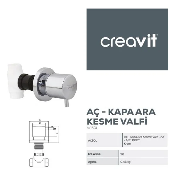 Creavit Gömme Rezervuar A. Klozet Için+Kumanda Paneli+Ara Musluk - Görsel 4