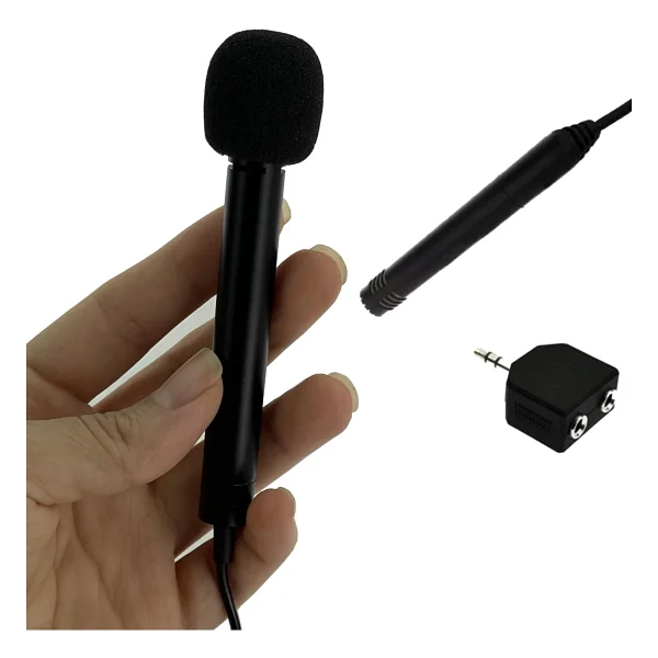 Coverzone Mini El Mikrofonu Professional Röportaj Kulaklık Mikrofon Birleştirici Aparatlı Mini El Mikrofonu