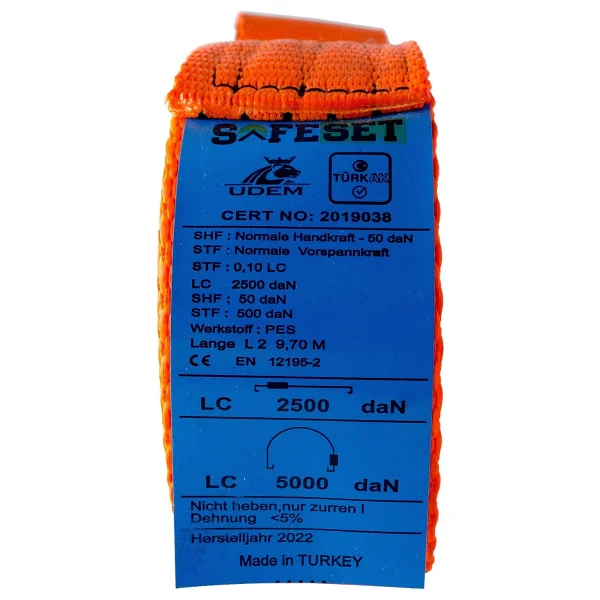 Safeset Sg-100 50mm 2 Inch Spanzet 10mt 5000dan 12mm Çift J Kanca Yük Gerdirme - Görsel 4
