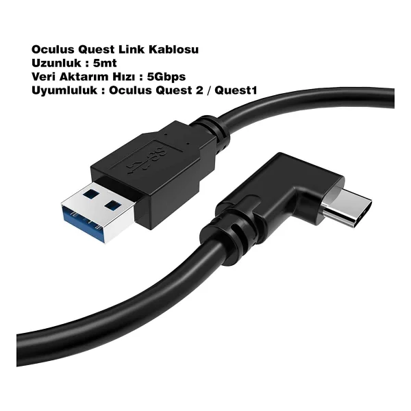 Macrobot Link Kablosu - Meta Quest 3 3s Ve 2 İle Uyumlu - 5 Mt , 5 Gbps USB 3.2 Hızlı Veri Aktarımı - Görsel 3