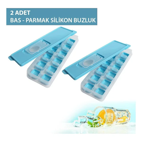 Gondol Yapışmaz Silikon Bas Çıkar Buzluk Küp Şekilli Buz Kalıbı Mavi Renk 2 Adet - Görsel 3