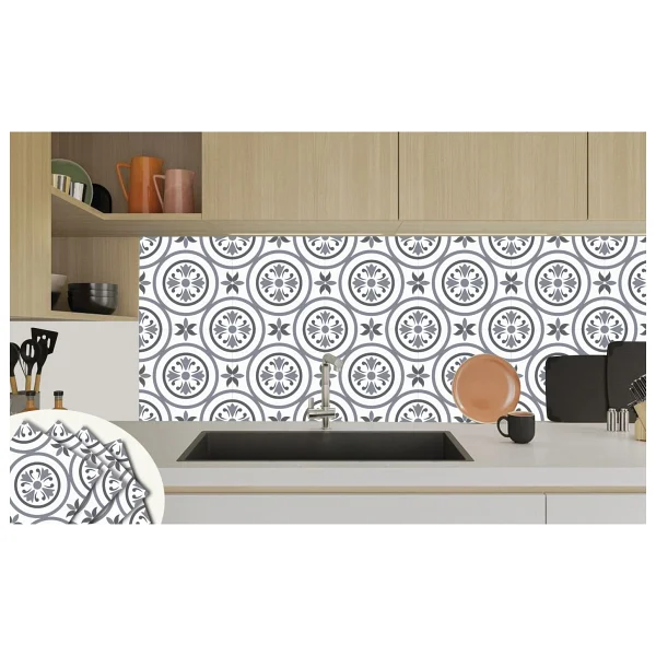 Tink Kendinden Yapışkanlı Banyo Mutfak Kaplama Geometrik 03 Desenli Pvc Karo 30x30 Cm (11 Adet) 1 M2 - Görsel 5