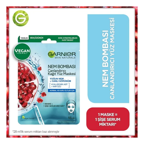 Garnier Nem Bombası Normal Ve Kuru Ciltler Canlandırıcı Kağıt Yüz Maskesi - Görsel 7