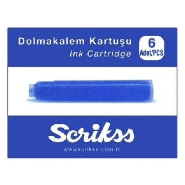 Scrikss 6'lı Paket Mavi Dolma Kalem Kartuşu - Görsel 5