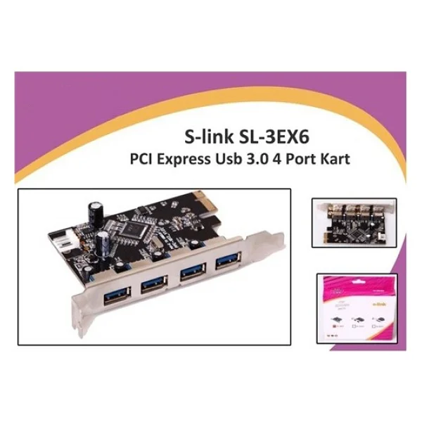 S-Link Sl-3ex6 Pcı Express USB 3.0 4 Port - Görsel 5