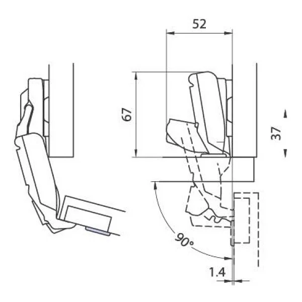 Hafele Ms 170° Açılı Menteşe Düz - Yok - Görsel 2