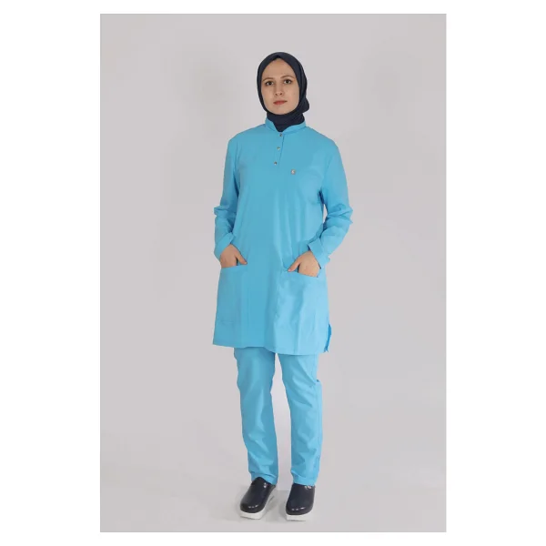 Pratik Medikal Likralı Hemşire Forması Tesettür Tek Üst Bebe Mavi - Açık Mavi - 2xl - Görsel 10