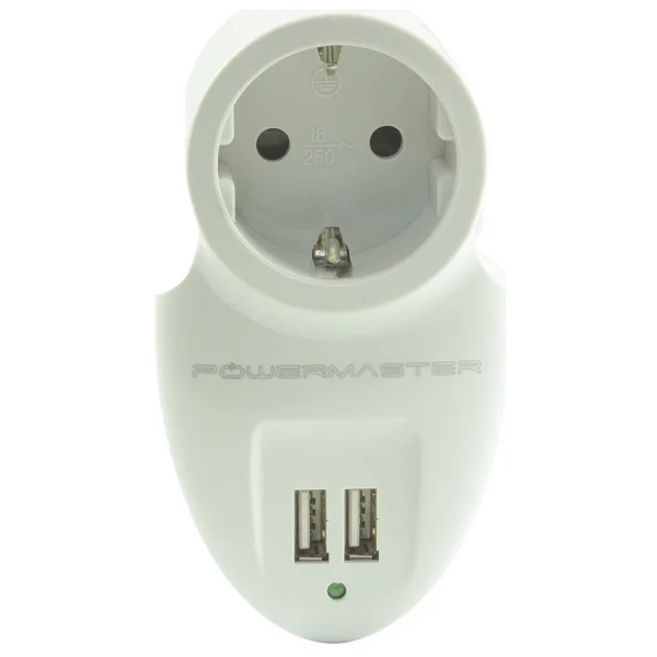 Powermaster Çift Usb'li Tekli Akım Korumalı Priz ( 79 X 155 Mm) - Beyaz - Görsel 2