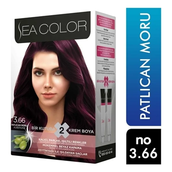 Sea Color 3.66 Patlıcan Moru Saç Boyası - Görsel 2