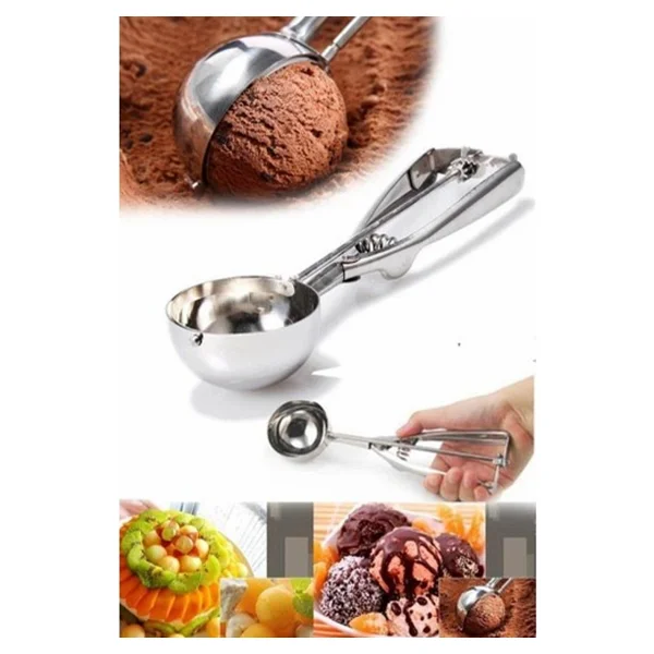 Dondurma Ve Helva Servis Kaşığı Büyük Boy 22x5 Cm - Gümüş - Görsel 2