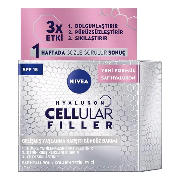 Nivea Hyaluron Cellular Filler Sıkılaştırıcı + Yaşlanma Karşıtı Spf 15 50 Ml Gündüz Kremi - Görsel 3