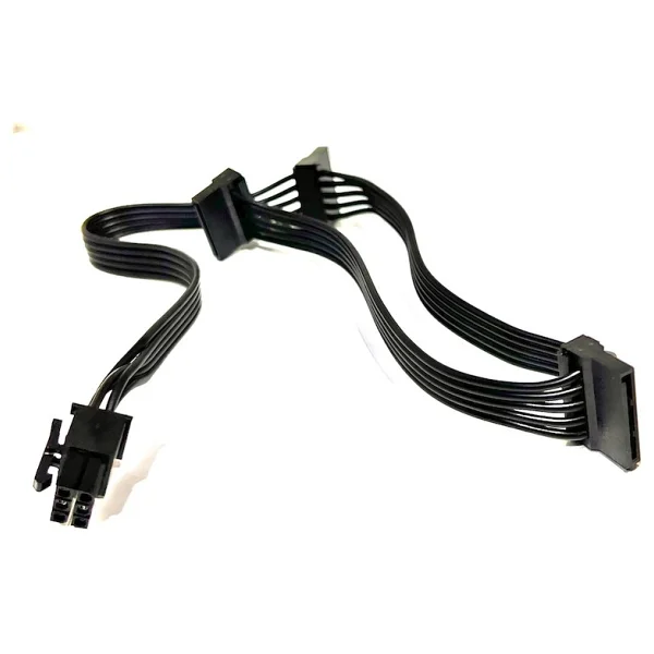 Aogo Pcıe 6pin Modüler Power Kablo 6 Pin 3x Sata Güç Kablosu Pcı-E 6 Pin Erkek - 3 Sata Dişi Güç Splitter - Görsel 2