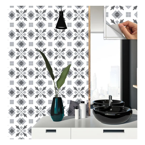 Tink Kendinden Yapışkanlı Mutfak Banyo Kaplama Geometrik 032 Desenli Pvc Karo 30x30 Cm 11 Adet 1m2 - Görsel 4