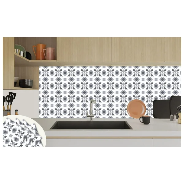 Tink Kendinden Yapışkanlı Mutfak Banyo Kaplama Geometrik 032 Desenli Pvc Karo 30x30 Cm 11 Adet 1m2 - Görsel 5