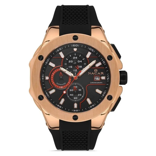 Nacar Nc34-29b554-Rbs1 Siyah-Rose Gold Erkek Kol Saati - Görsel 2