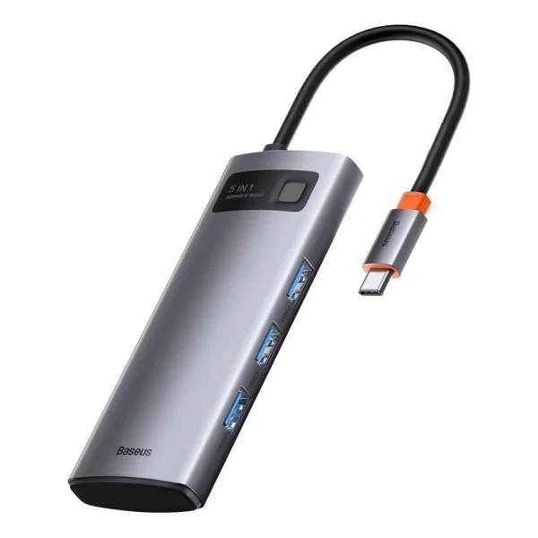 Baseus 100w 5in1 Type-C Hub, 1x 4K Hdmi, 1x Pd Type C, 3x USB 3.0 Girişli Çoğaltıcı Adaptör - Gri - Görsel 6