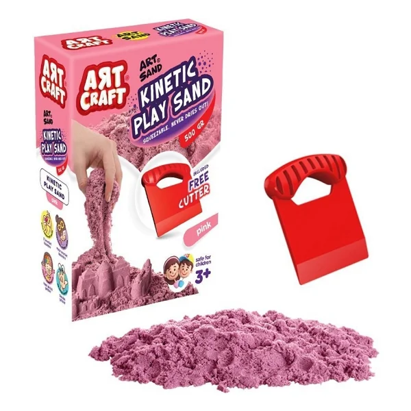Art Craft Aksesuarlı Pembe Kinetik Oyun Kumu 500 Gr 03688 - Görsel 3