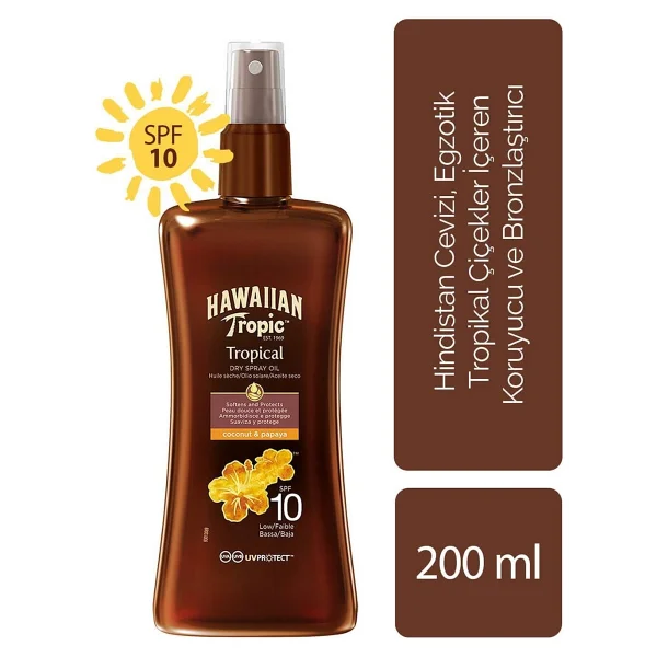 Hawaiian Tropic Protective Dry 200 Ml 10 Faktör Bronzlaştırıcı Yağ - Görsel 2