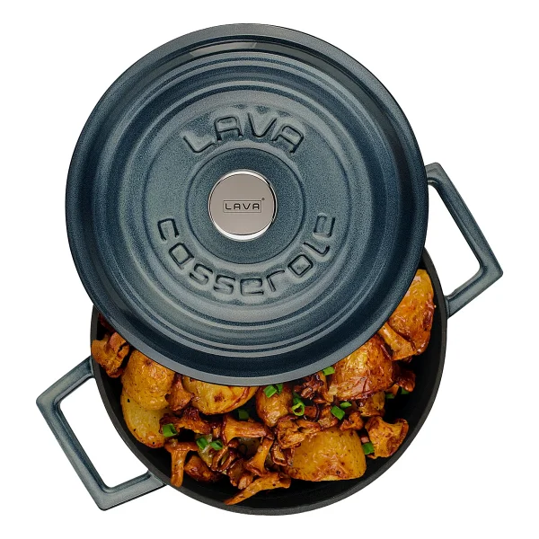 Lava Premium Yuvarlak Majolik Gri 20 Cm Döküm Tencere - Görsel 4