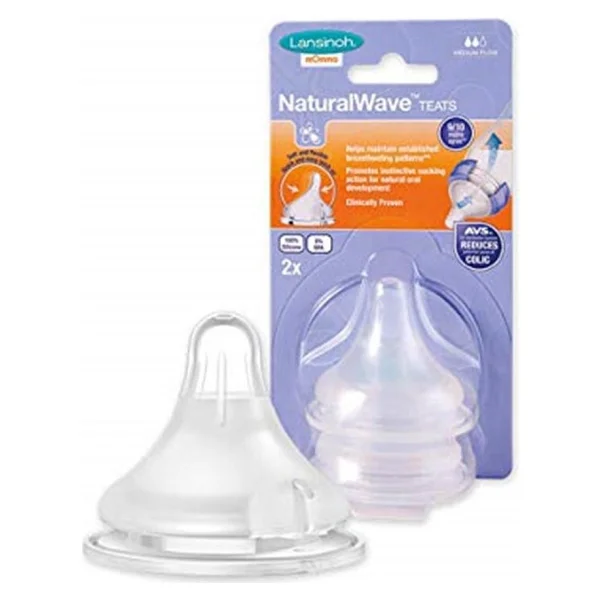 Lansinoh Natural Wave 2 Li Biberon Emziği - Orta Akış - Beyaz+ - Standart - Görsel 4