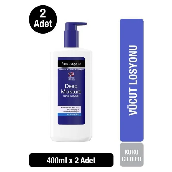Neutrogena Deep Moisture Parfümlü Vücut Losyonu 400 Ml X 2 Adet Kuru Ciltler İçin Derin Nemlendirme - Görsel 3