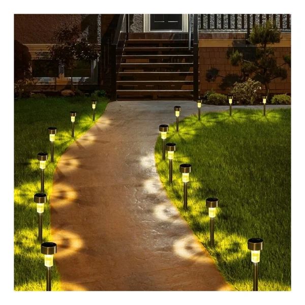 Miku Design Gün Işığı Sarı Ledli Solar Güneş Enerjili Bahçe Lambası 10 Lu Set Metal Gövdeli - Görsel 4