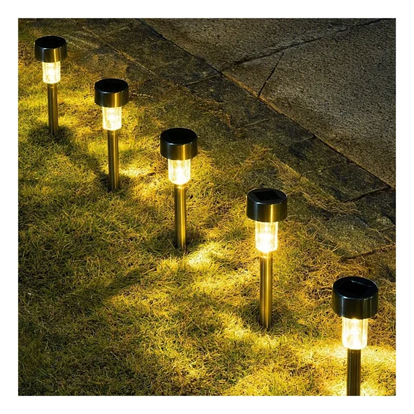 Miku Design Gün Işığı Sarı Ledli Solar Güneş Enerjili Bahçe Lambası 10 Lu Set Metal Gövdeli - Görsel 3
