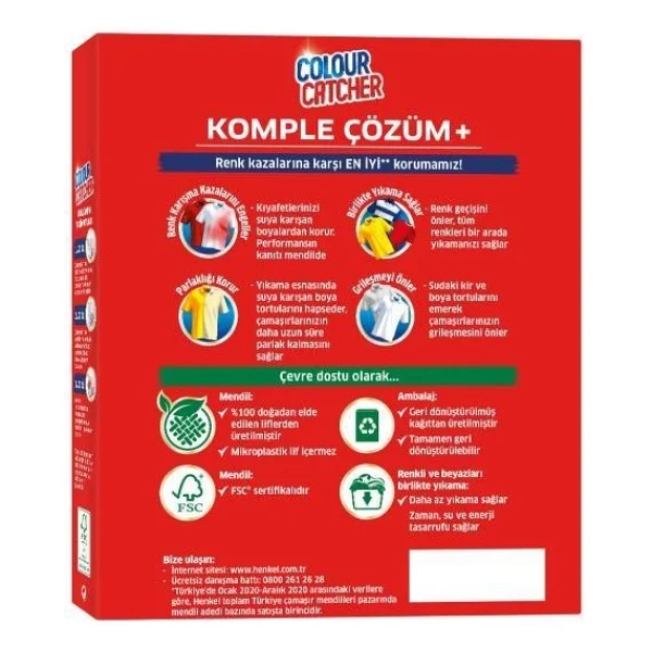K2r Renk Koruyucu Mendil 10'lu X 6 Paket 60 Yıkama Maksimum Koruma Özelliği İle - 10 Yıkama - Görsel 2