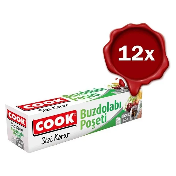 Cook Buzdolabı Poşeti Küçük Boy 20 x 30 cm 30 Adet x 12 - Şeffaf - Görsel 2