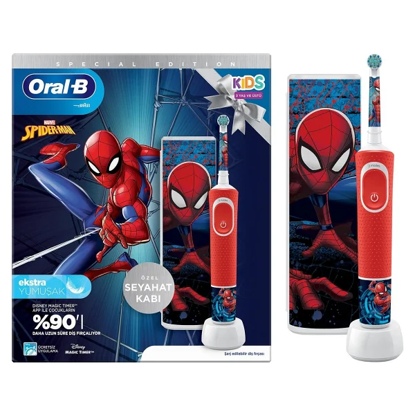 Oral-B Vitality D100 Spiderman Seyahat Kaplı Şarjlı Çocuk Diş Fırçası - Görsel 7
