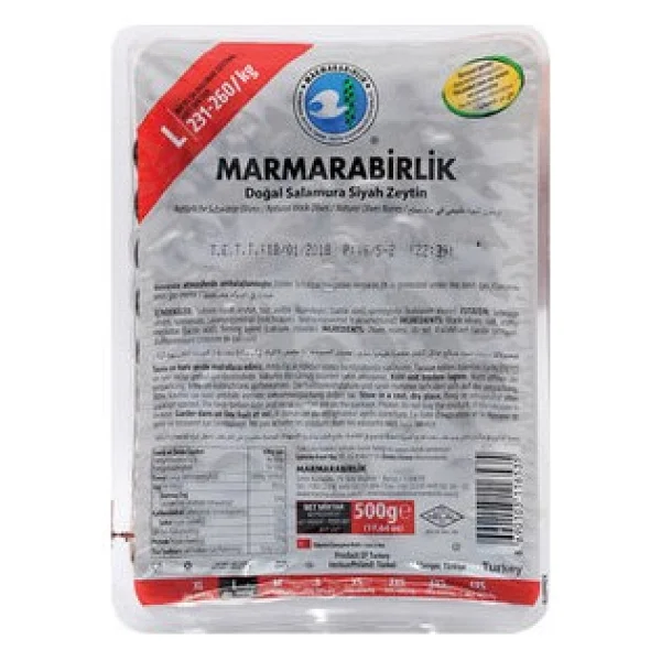 Marmarabirlik Hiper 500 Gr L (231-260) Siyah Zeytin - Görsel 2