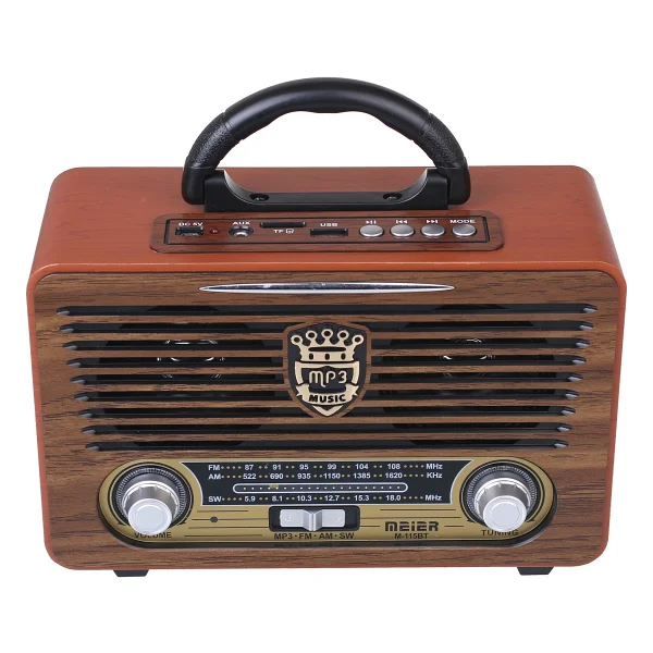 Meier M115 Dvs USB Sd Bluetooth Nostaljik Radyo - Koyu Ahşap - Görsel 9
