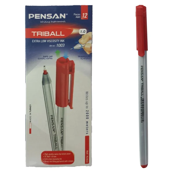 Pensan 1003 Triball 12'li Kırmızı Tükenmez Kalem - Görsel 2