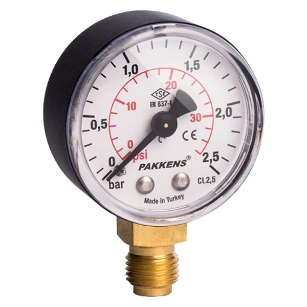 Pakkens 0-16 Bar 50mm Alttan Bağlantılı Kuru Basınç Göstergesi G 1/4 İnç - Görsel 3