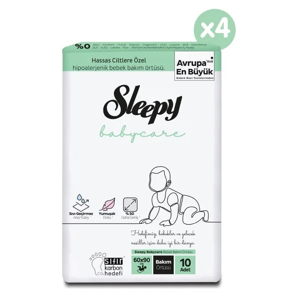Sleepy Babycare Beyaz Bebek Bakım Örtüsü 60x90 Cm Yumuşak Doku 40 Adet Hipoalerjenik - Görsel 2