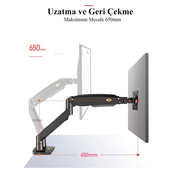 North Bayou G35 22-32 İnç İki Kollu Amortisörlü Monitör Standı - Görsel 4