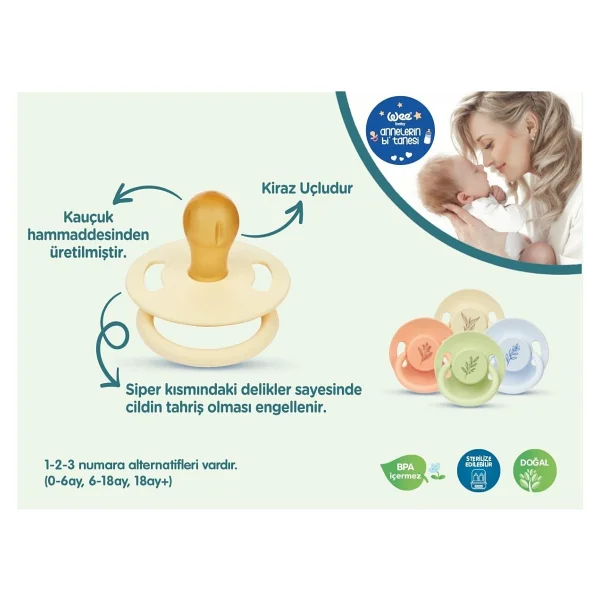 Wee Baby 699 Pure Kauçuk Uçlu No:2 6-18 Ay Emzik - Görsel 9