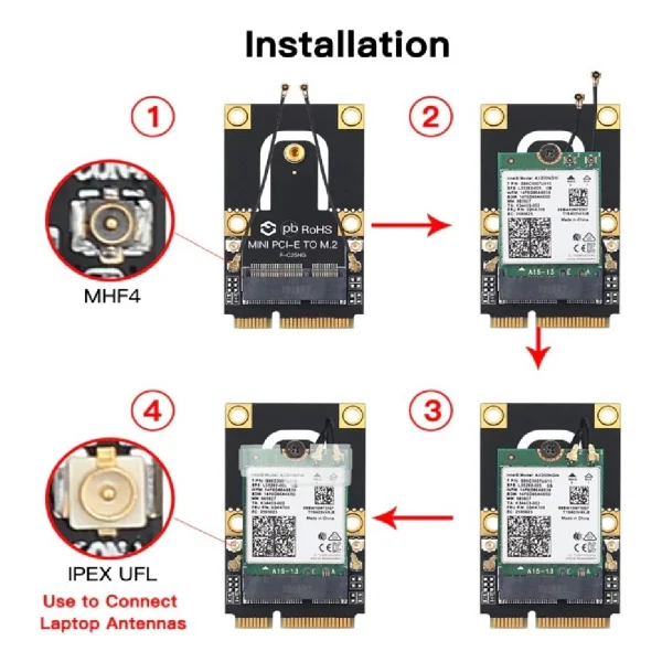 Alfais 5088 Mini Pci-E Express To M.2 Ngff Wi-Fi Wireless Bluetooth Çevirici Dönüştürücü Kart - Görsel 5