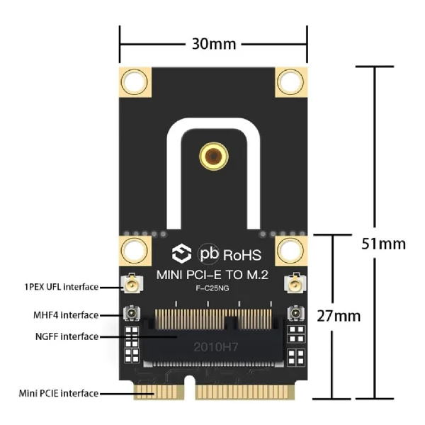 Alfais 5088 Mini Pci-E Express To M.2 Ngff Wi-Fi Wireless Bluetooth Çevirici Dönüştürücü Kart - Görsel 2