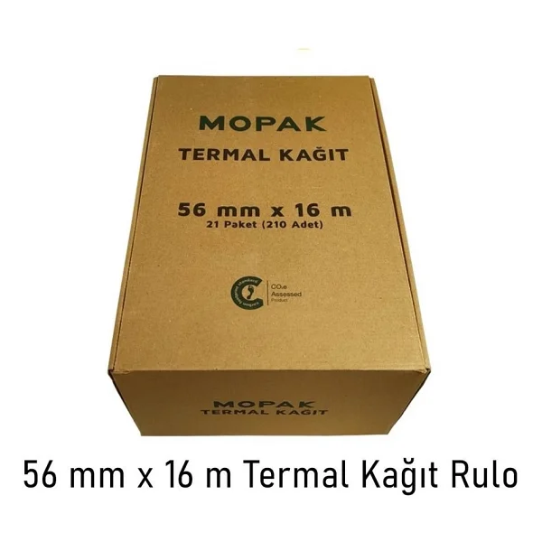 Mopak 56 Mm X 16 Mt Termal Pos Yazarkasa Kağıdı 1 Koli 210 Rulo - Görsel 3