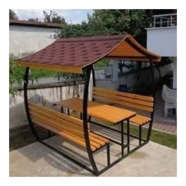 Puhu Aksesuar Japon Çatı Model Ahşap Kamelya/Çardak Piknik Masası (6 Kişilik) Jkç6-96 - Görsel 5