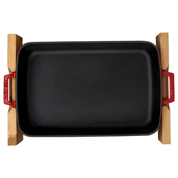 Lava Lv P Tp 2230 K4 R Ahşap Altlıklı 22x30 Cm Kırmızı Döküm Dikdörtgen Fırın Tepsisi - Görsel 2