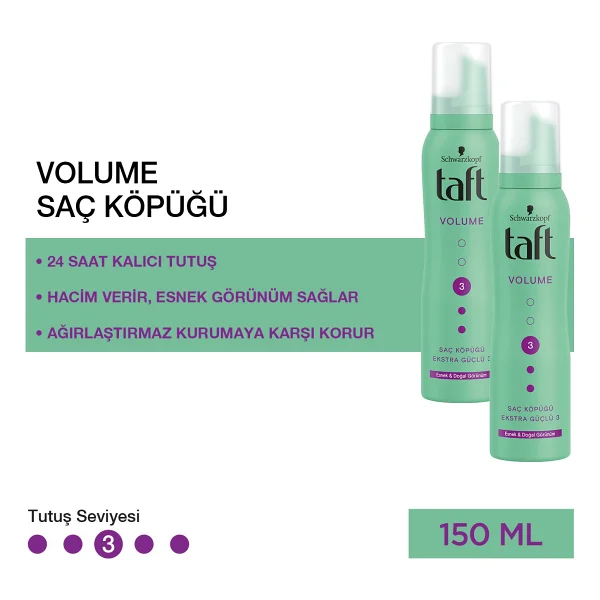 Taft Volume No:3 150 Ml 2 Adet Saç Şekillendirici Köpük - Görsel 10