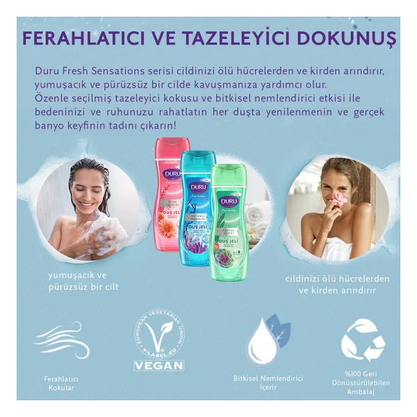 Duru Fresh Sensation Çiçek Tazeliği 450 Ml Duş Jeli - Görsel 3
