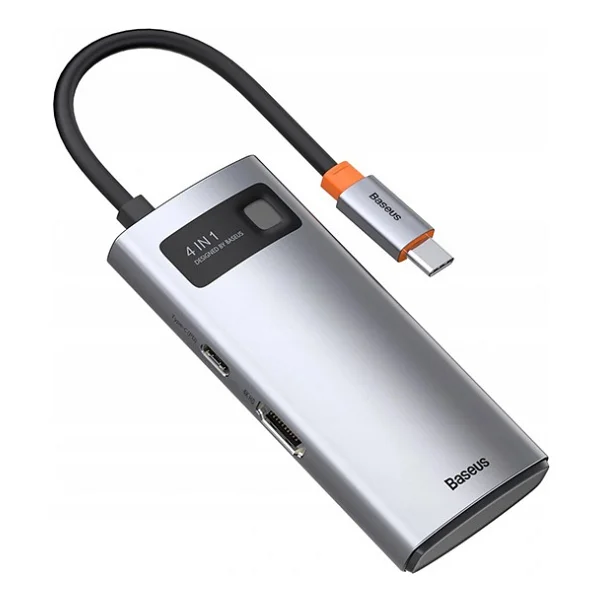 Baseus Metal Gleam Series 4in1 Type-C Hub Adaptör Çoklayıcı Gri - Görsel 6