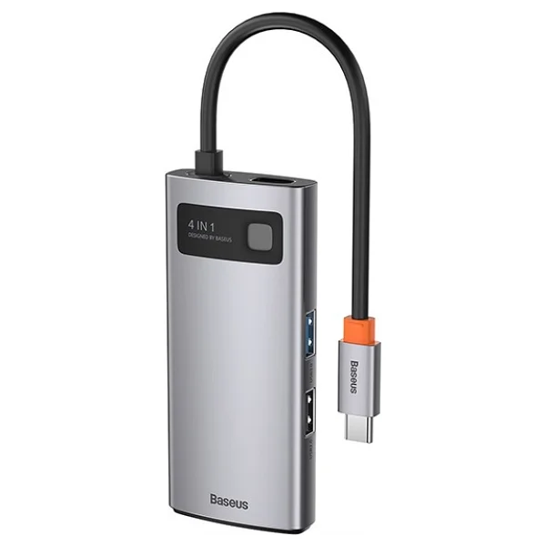 Baseus Metal Gleam Series 4in1 Type-C Hub Adaptör Çoklayıcı Gri - Görsel 2