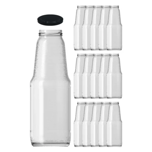 Afracam 1000 Cc Şeffaf Meyve Suyu, Limonata Şişesi Metal Konserve Kapaklı 1000 Ml Yuvarlak Cam Şişe 1 Adet - 1 Lt - Görsel 10