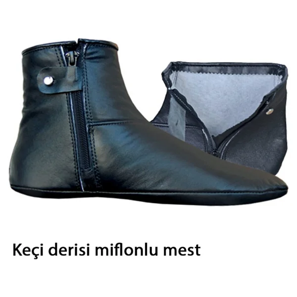 Berat Mest - Kışlık Mest - Keçi Derisi Mest - Fermuarlı Içi Miflonlu Mest - 43 Numara - Siyah - Görsel 3