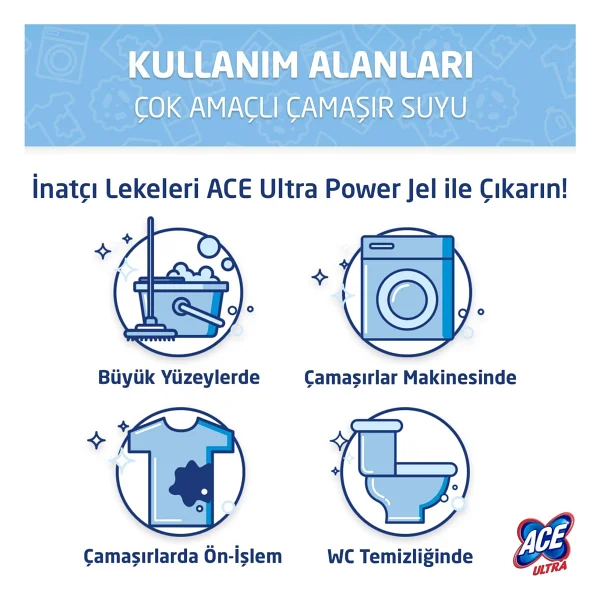 Ace Ultra Power Jel Dağ Ferahlığı Çamaşır Suyu 750 Ml - Görsel 4